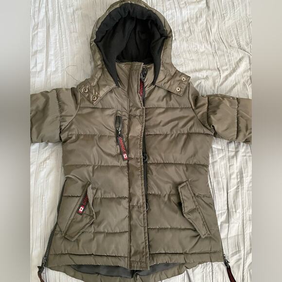 Youth Canada Weather Gear Brown Hooded Puffer Jacker Size S (7-8)